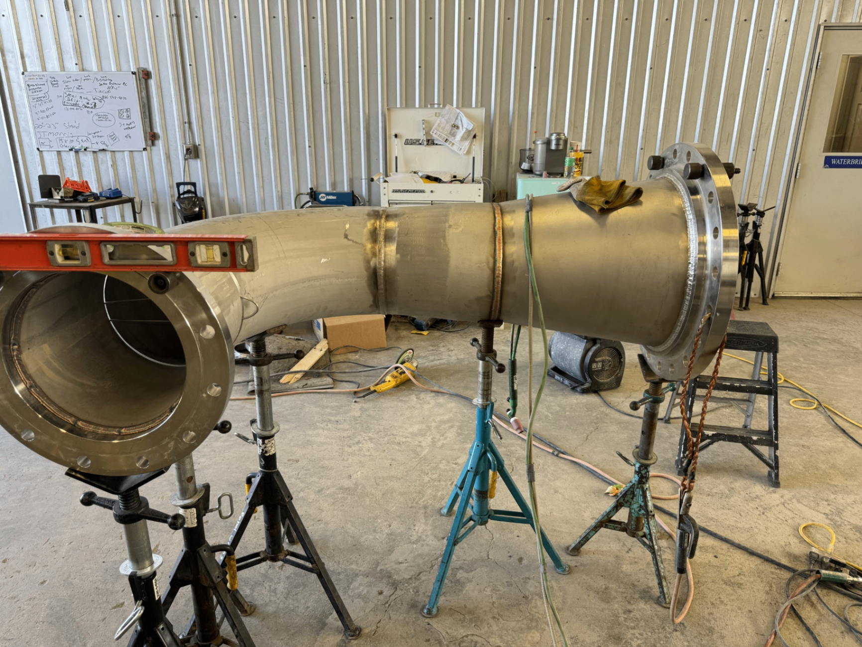 Large-diameter stainless steel pipe spool fabricated in the Rebel Welding shop